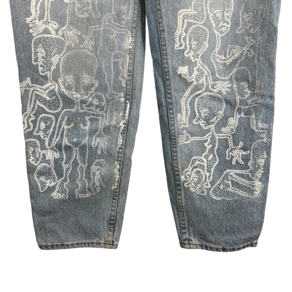 Aeropostale Jeans Womens 10 90's Baggy Light Wash Blue Denim Custom Graphic - Picture 4 of 16